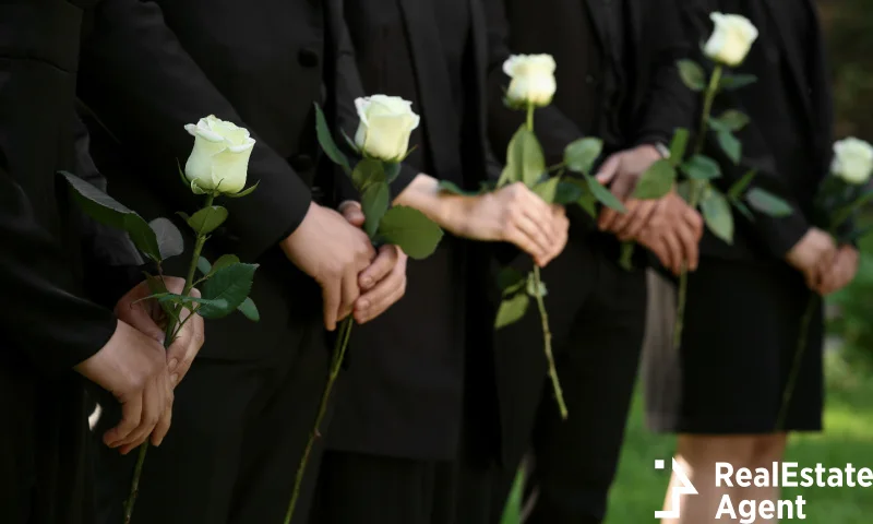 people black clothes white rose flowers