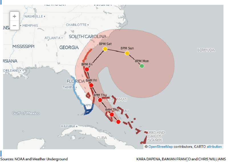 Hurricane Matthew Toward Florida Coastline