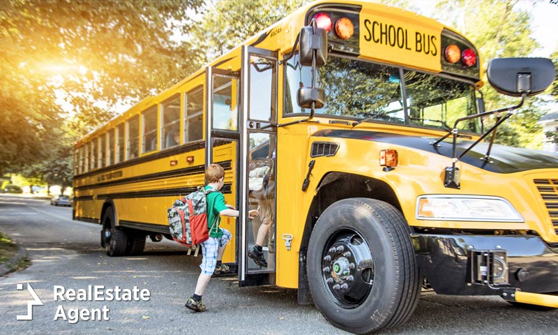 kids going to school using the school bus