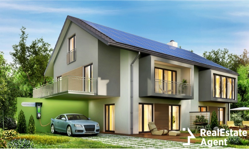 modern house with solar panels