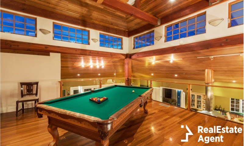 pool table in luxury home