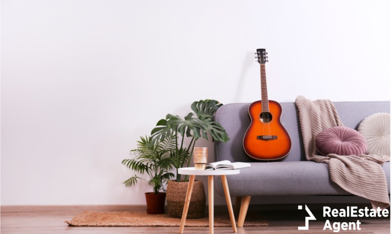 Guitar on couch