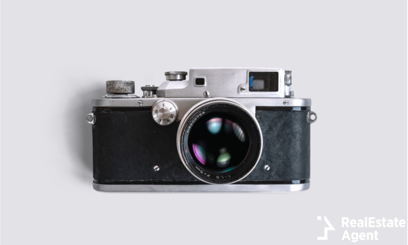 old rangefinder camera on white background