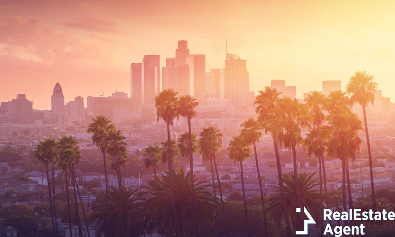los angeles hot sunset view palm