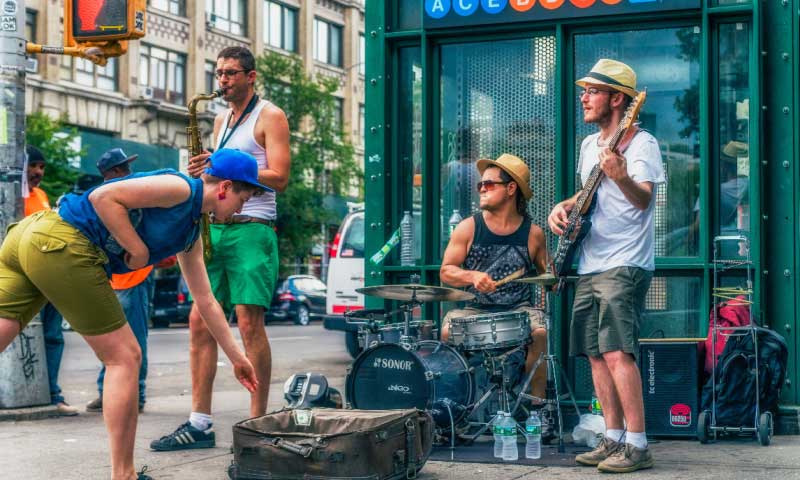 musicians singing on the street