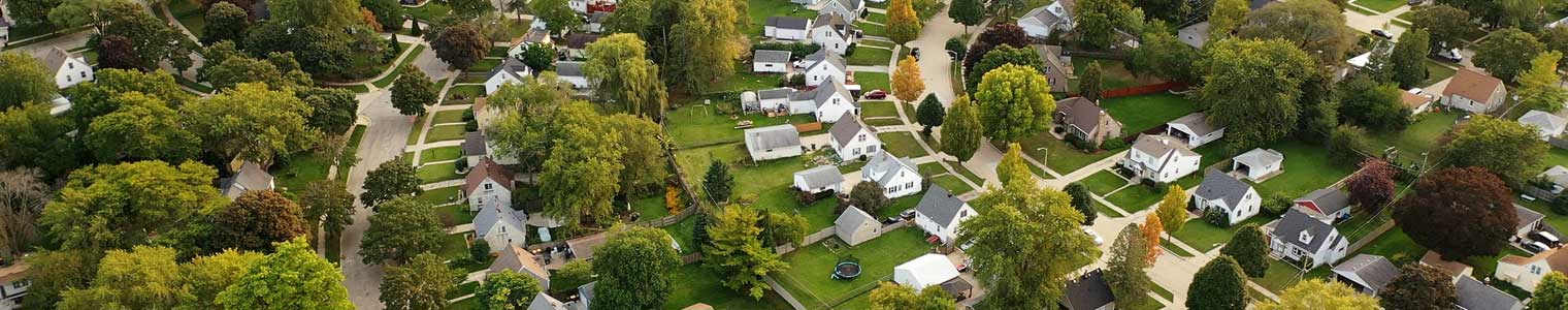 aerial drone view american suburban neighbourhood residential family homes