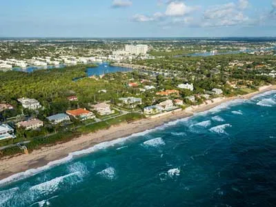 aerial view atlantic ocean shoreline