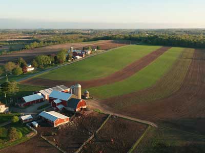 aerial view countryside landscape farm rural