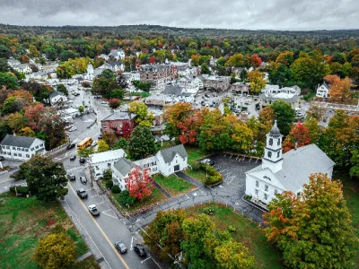aerial view of new hamphire town autumn