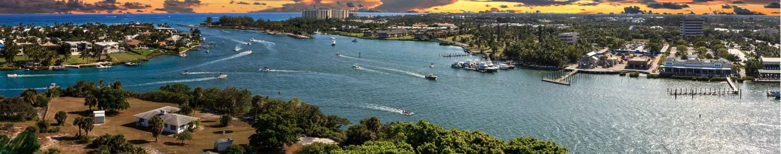 aerial view of loxahatchee river from jupiter inlet florida