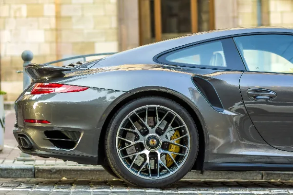 backview of a porsche sport car