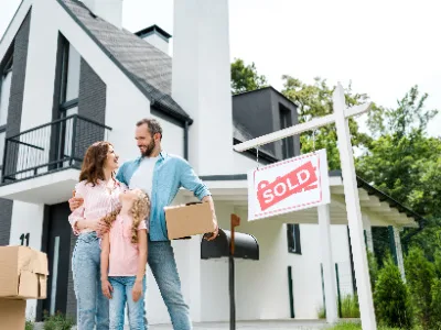 bearded man holding box standing life