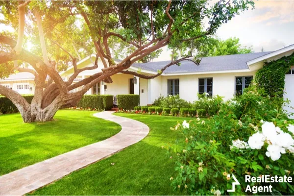 beautiful white single family color house