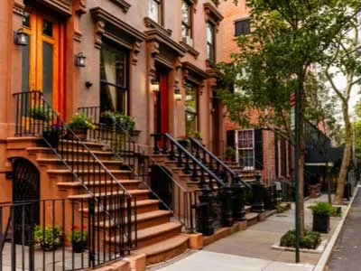 brownstone facades row houses