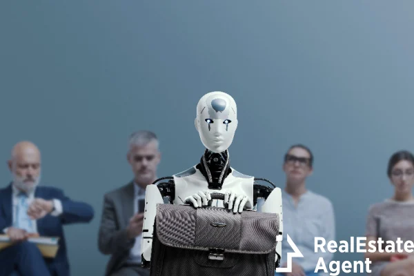 business people humanoi ai robot sitting