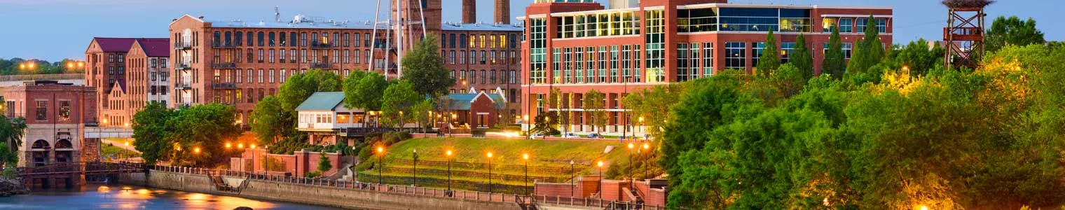 columbus georgia downtown skyline from the river shore