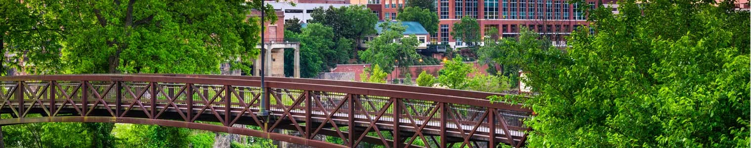 Columnbus Georgia downtown park wodden bridge