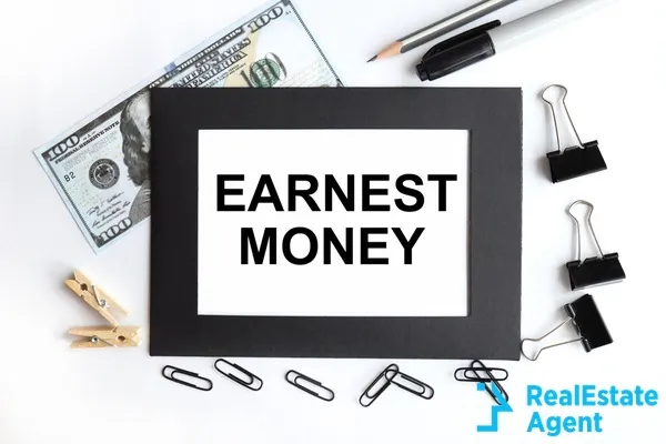 earnest money text on a white paper