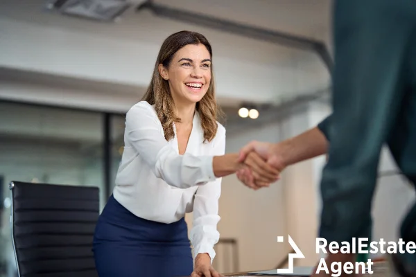 happy mid age business woman