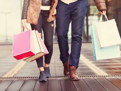 midsection couple shopping