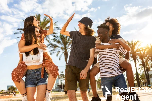 multiracial group of friends having fun