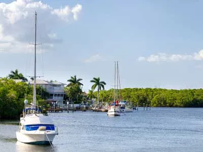 a few sail boats in Palm Bay marina