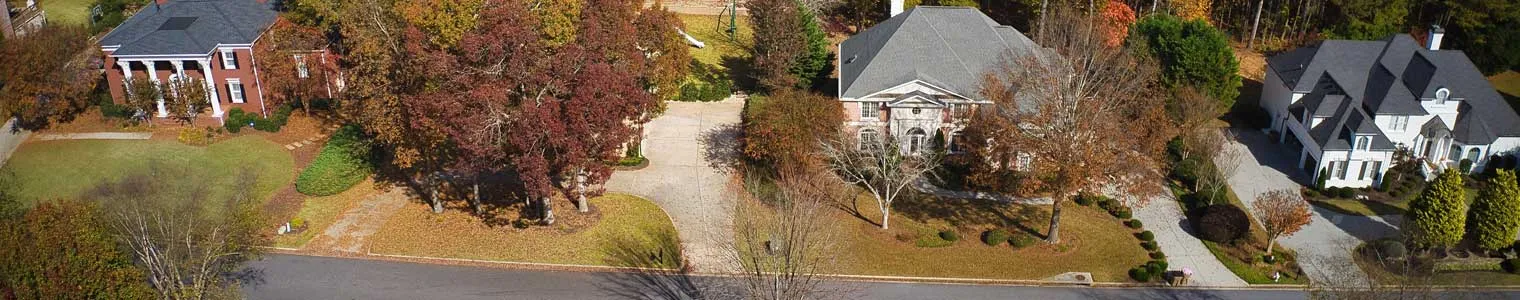 panoramic aerial view beautiful houses neighbourhood during fall