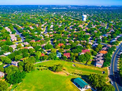texas suburb outside austin aerial view