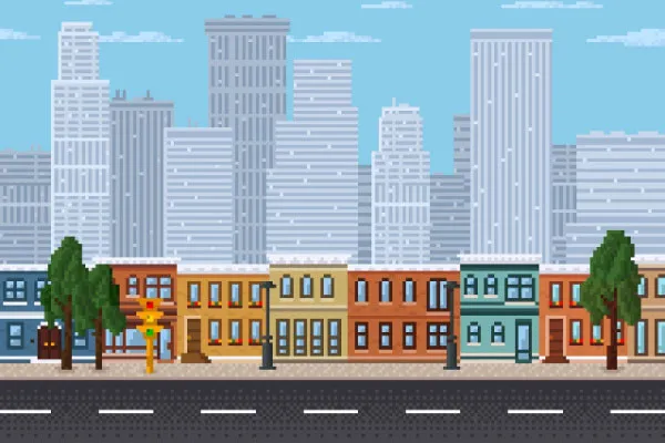 vector pixel cityscape