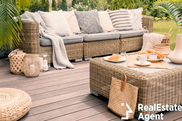 wicker patio set standing