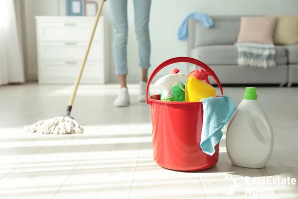 woman washing floor