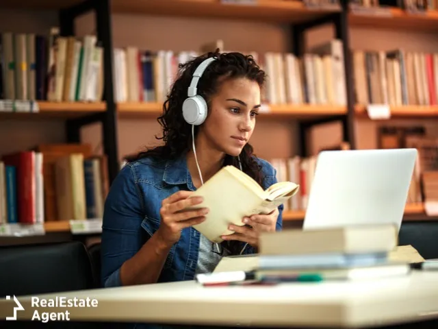 young female student study in the school