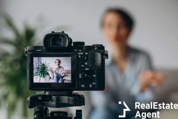 young blogger woman recording