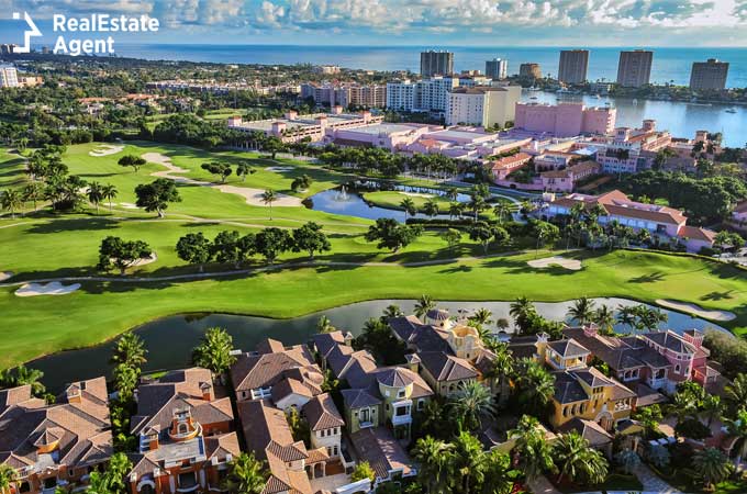 aerial view of boca raton florida community