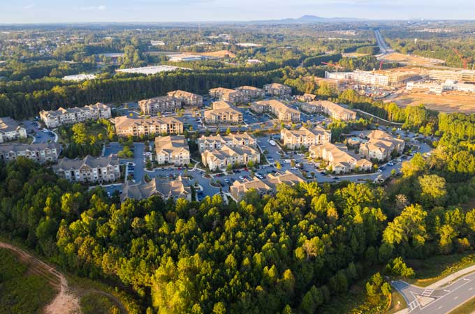 Alpharetta GA suburban community aerial view image