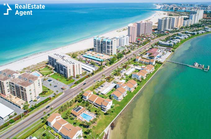 Boca Raton aerial view of apartments near the beach