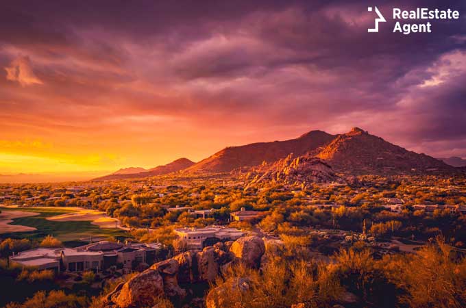 desert landscape view of Scottsdale Arizona USA