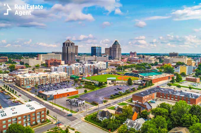 Greensboro NC drone city view