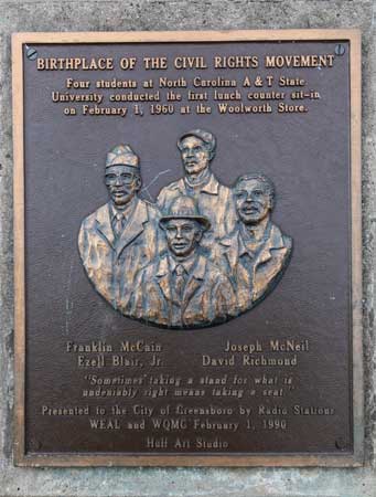 image of Greensboro NC sit-in commemorative plaque 