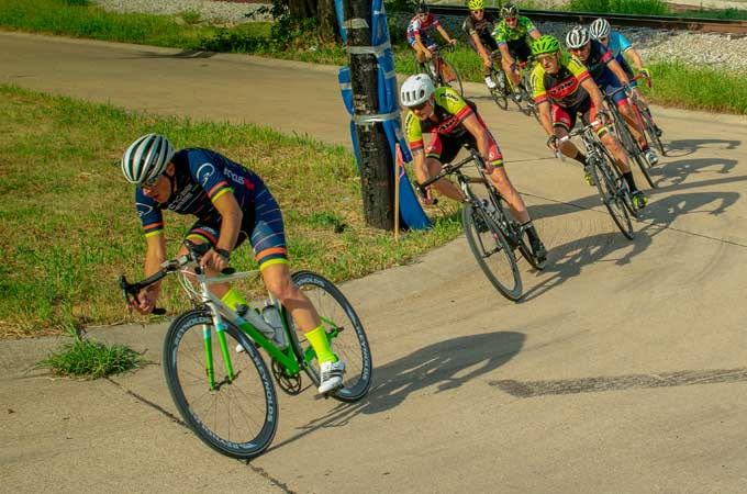 Cyclist race in McKinney Texas