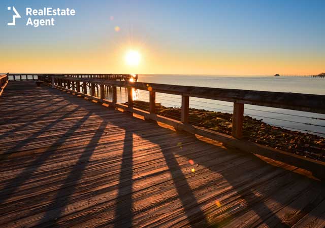 sun rising on the pier from Pasadena MD