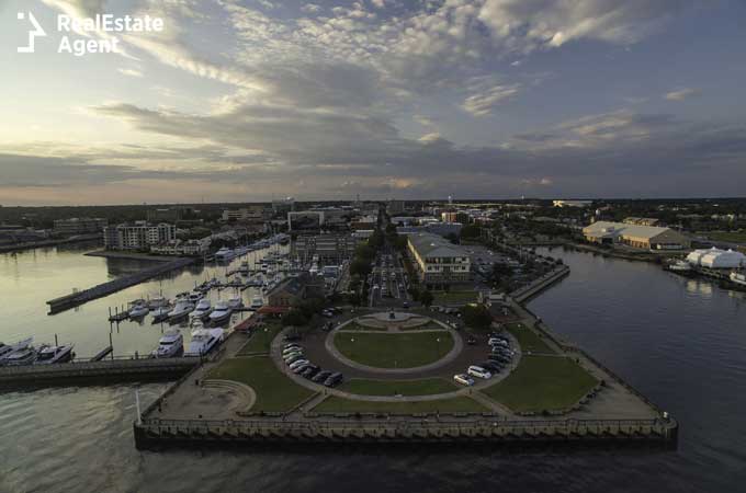 Pensacola FL downtown aerial view