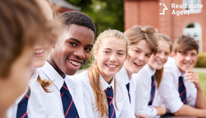 group of teenage students