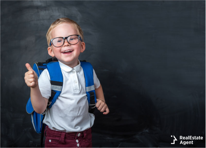 happy smilling child at school