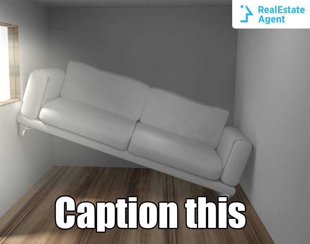 Tilted sofa on a real estate property