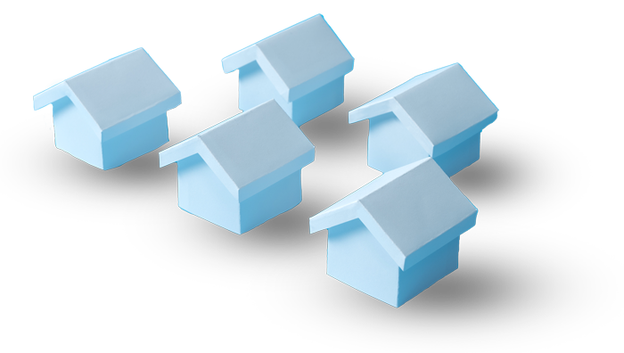 image of a group of small white plastic homes