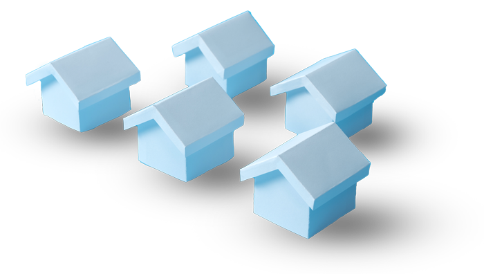 small white houses image of a group of small white plastic homes