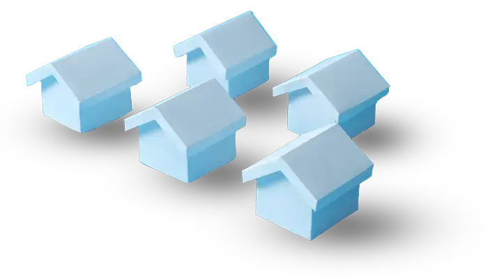small white houses image of a group of small white plastic homes